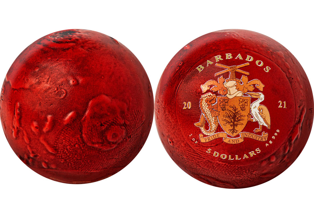 spherical barbados silver coin mars 2021 pièce sphérique en argent antique 999 rare idéale pour les collectionneurs collection unique