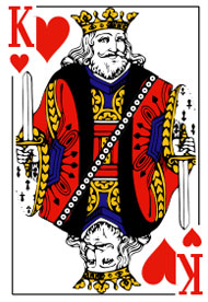 Pour une femme le roi de cœur annonce une relation avec un homme riche très amoureux. Globalement cette carte annonce une histoire d'amour 